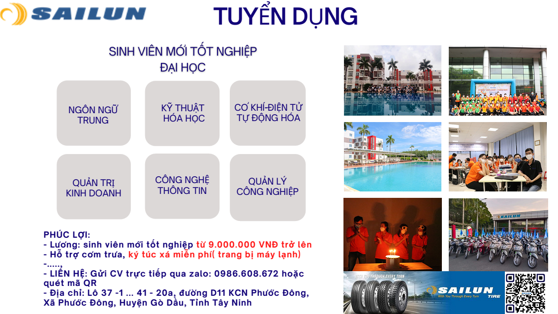 Công ty TNHH Sailun Việt Nam Tuyển dụng